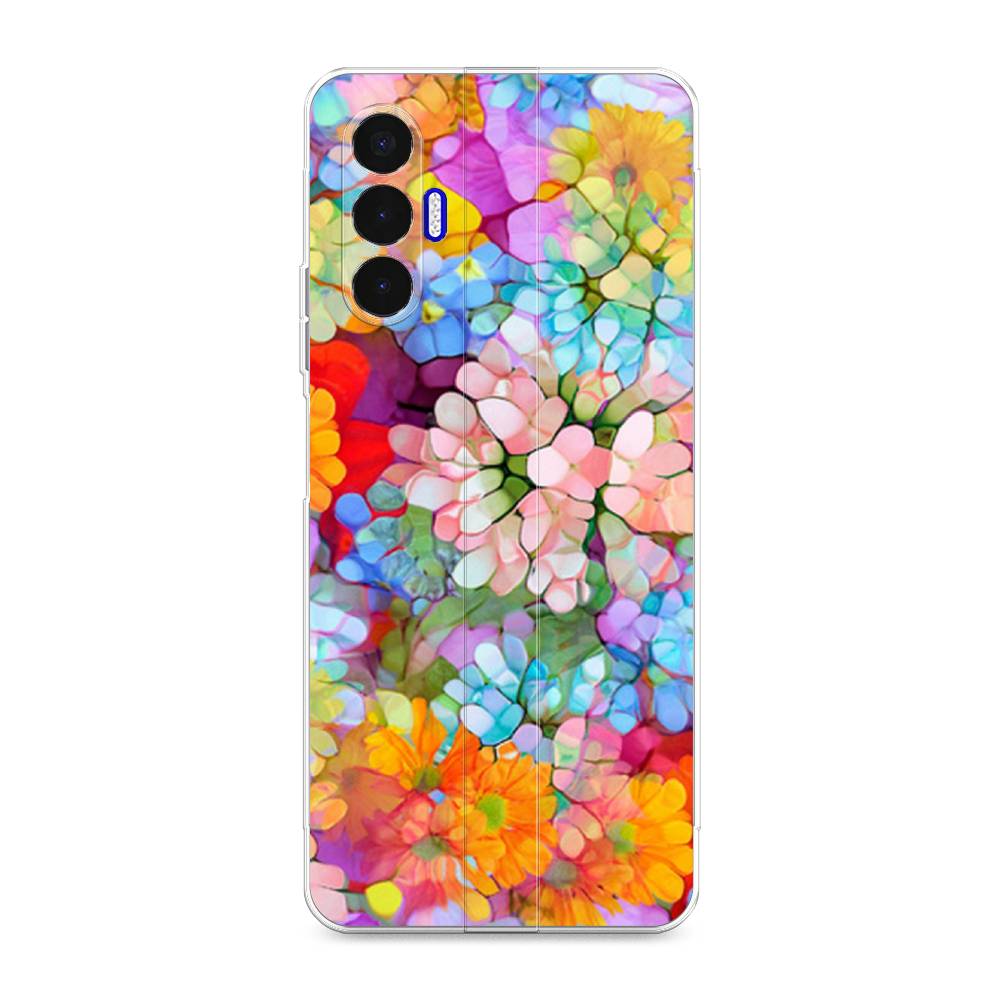 

Чехол для Tecno Pova 3 "Цветы витраж", Оранжевый;розовый;голубой, 301550-3