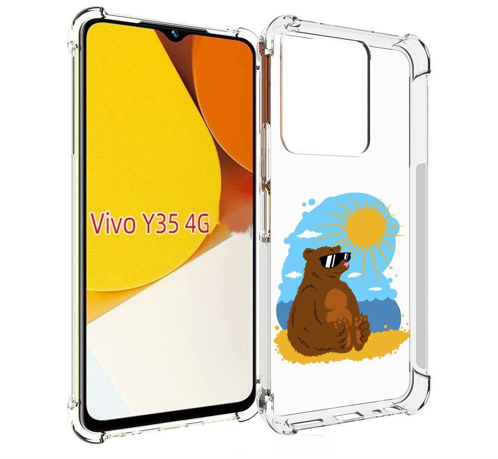 Чехол MyPads медведь на чиле для Vivo Y35 4G 2022 / Vivo Y22