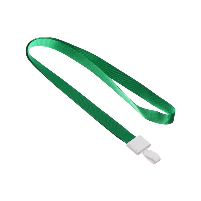 Лента для бейджа, ширина-15 мм, длина-80 см, с пластиковым держателем, зеленая 100 шт.