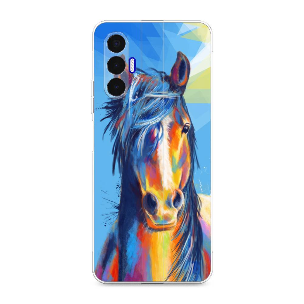 

Чехол для Tecno Pova 3 "Лошадь арт 3", Голубой;желтый;синий, 301550-1
