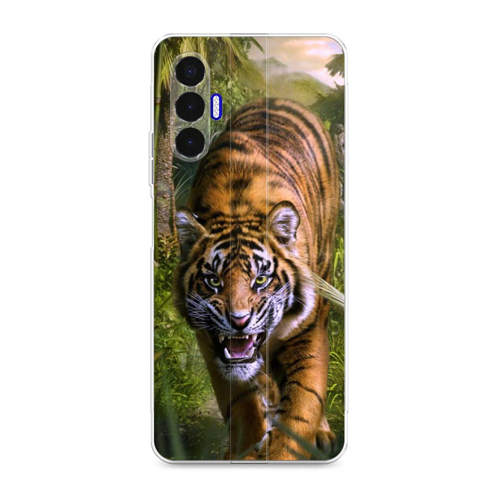 

Чехол для Tecno Pova 3 "Тигр в джунглях 2", Оранжевый;зеленый, 301550-1