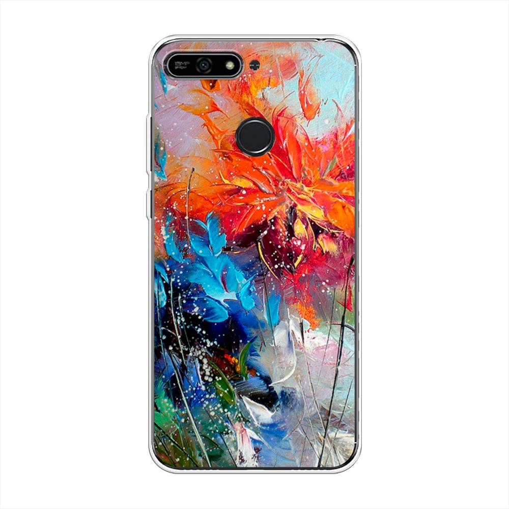 

Чехол на Honor 7A Pro "Абстрактные цветы", Оранжевый;синий, 65450-4