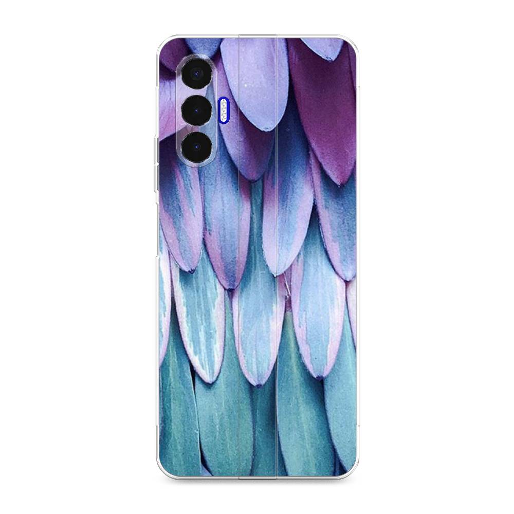 

Чехол для Tecno Pova 3 "Синее перо", Фиолетовый;голубой, 301550-3