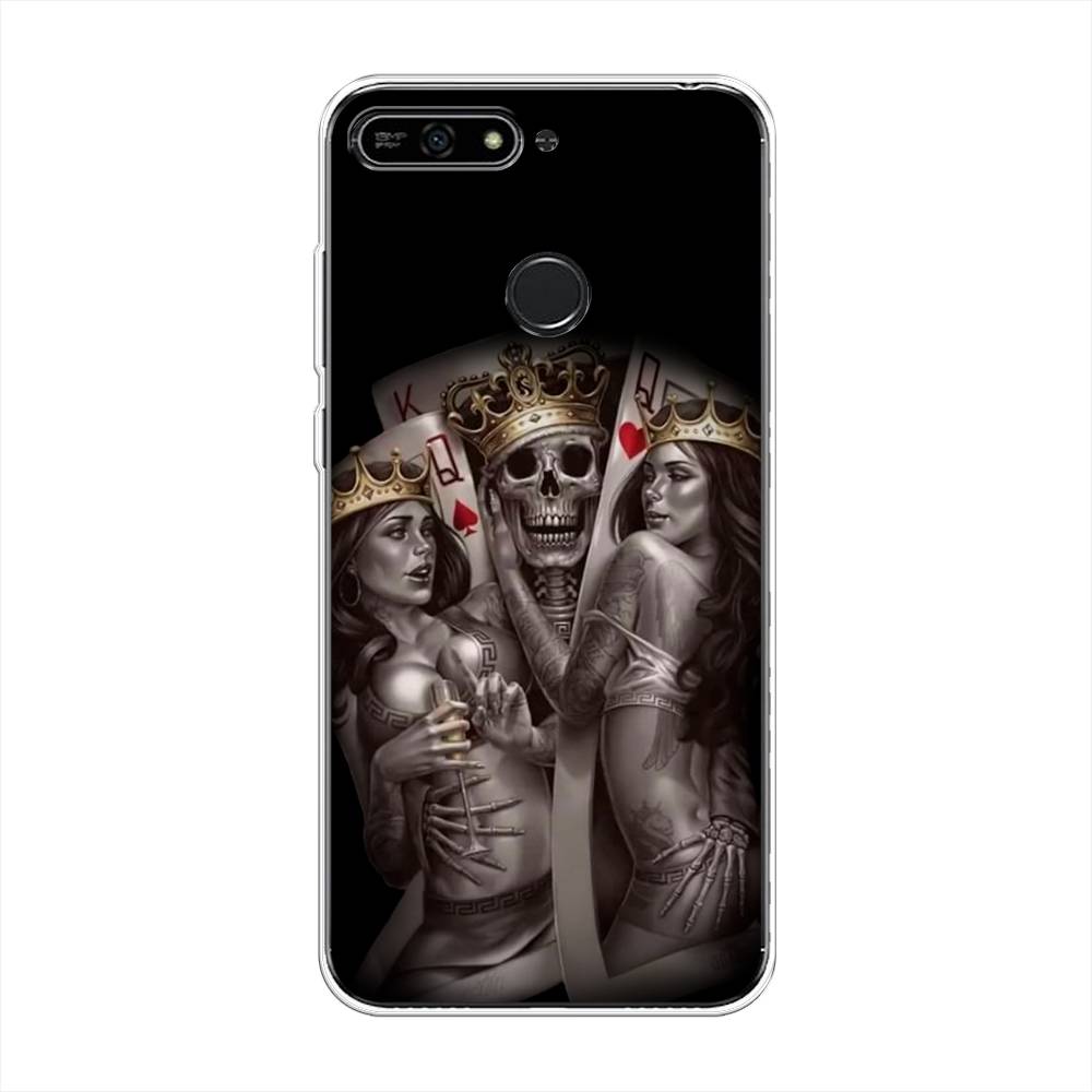 

Чехол на Honor 7A Pro "Карты король и королевы", Серый;желтый, 65450-6
