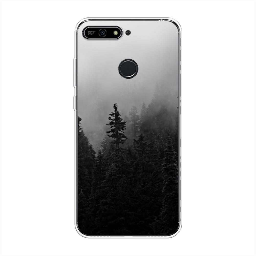 

Чехол на Honor 7A Pro "Туманный лес", Серый;черный, 65450-2