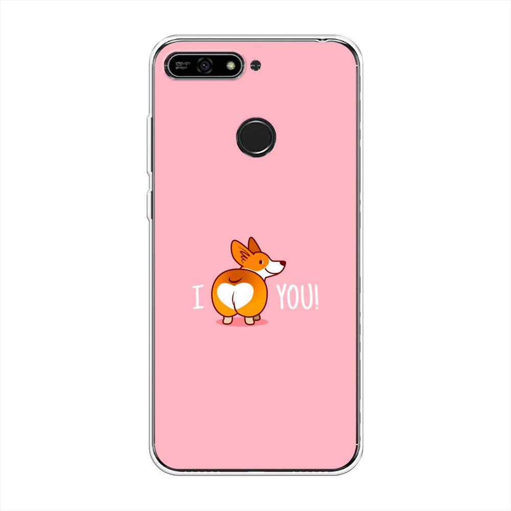 

Чехол на Honor 7A Pro "Корги I love you", Розовый;коричневый;белый, 65450-1