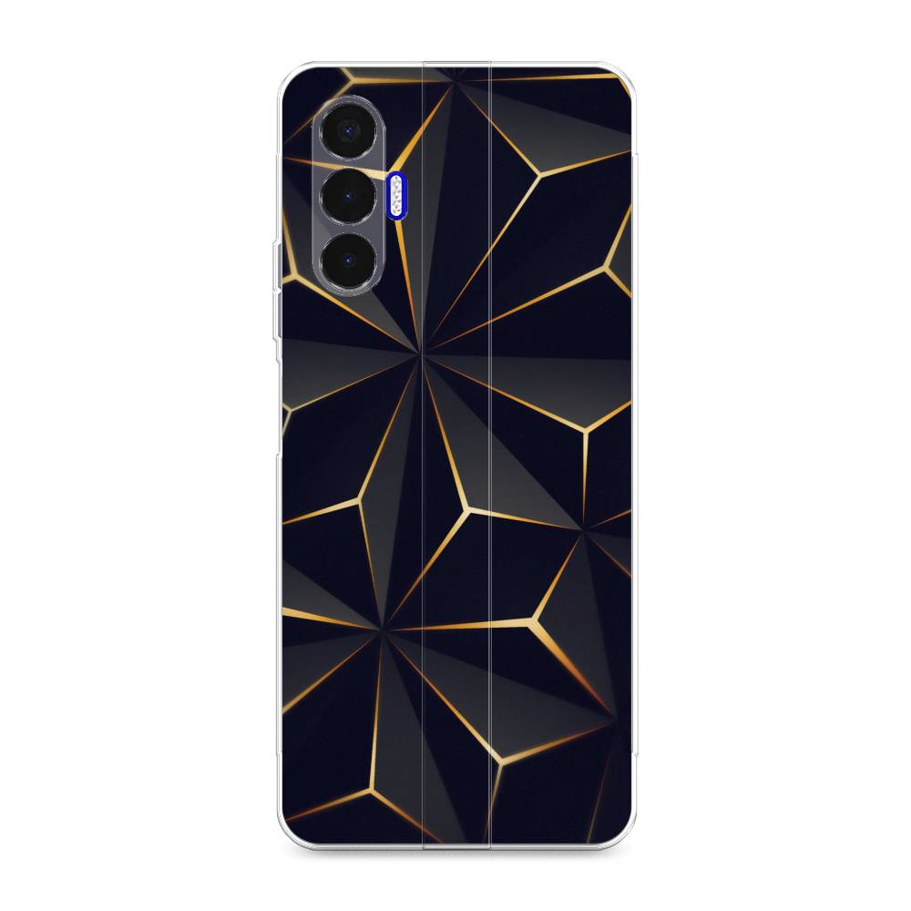 

Чехол для Tecno Pova 3 "Черные полигоны", Золотистый;черный, 301550-3