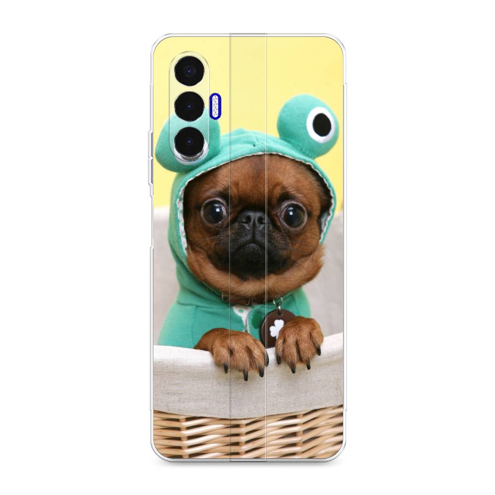 

Чехол для Tecno Pova 3 "Собачка в шапке лягушки", Коричневый;желтый;голубой, 301550-1