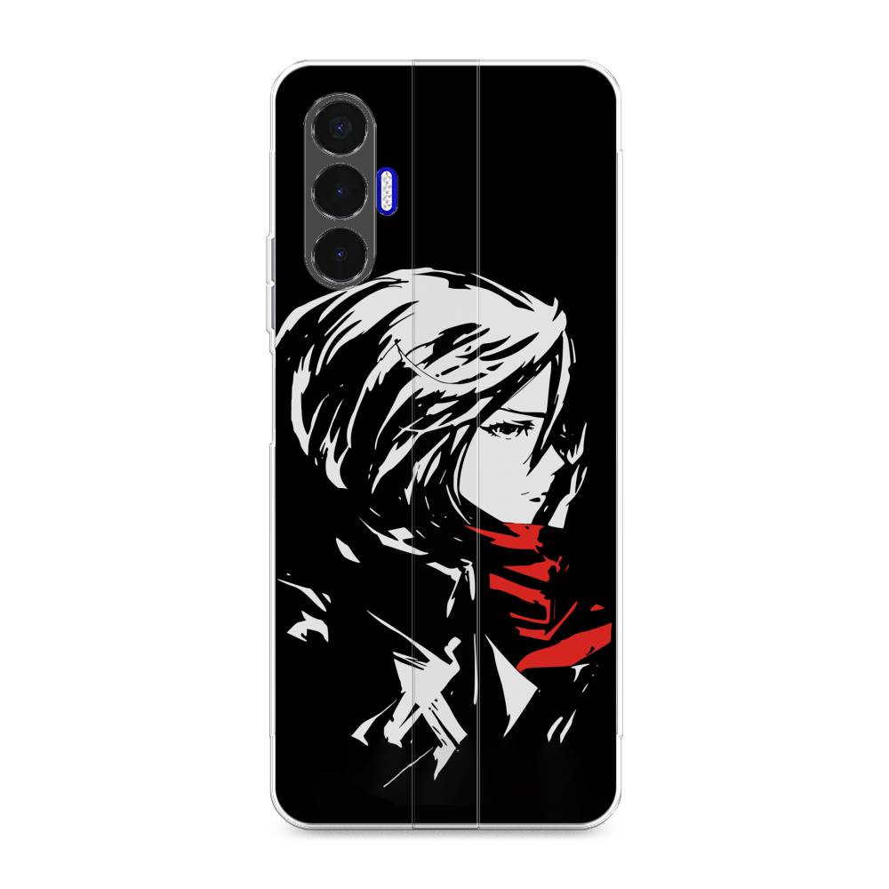 

Чехол для Tecno Pova 3 "Микаса минимализм", Черный;серый;красный, 301550-4