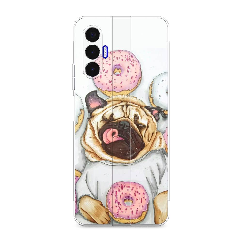 

Чехол для Tecno Pova 3 "Счастливый мопс", Розовый;бежевый;коричневый, 301550-1