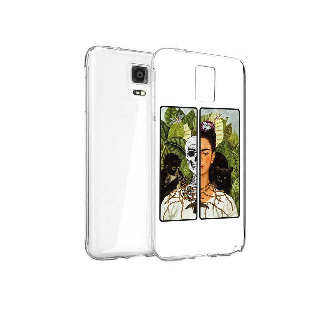 

Чехол MyPads Tocco для Samsung Galaxy Note 4 сдвоенная картинка девушка скелет, Прозрачный, Tocco