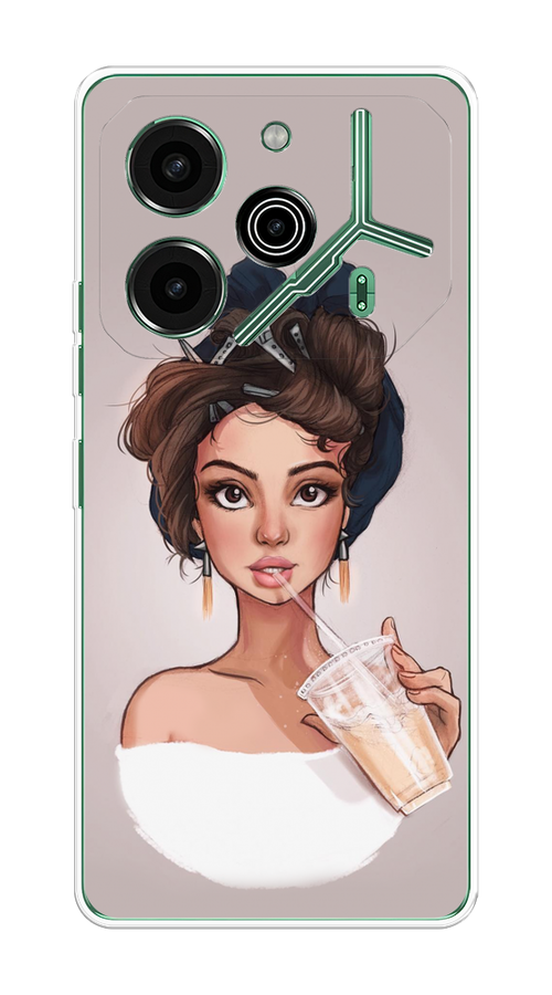 

Чехол на Tecno Pova 6 Pro 5G "Девушка с фраппе", Серый, 305250-1