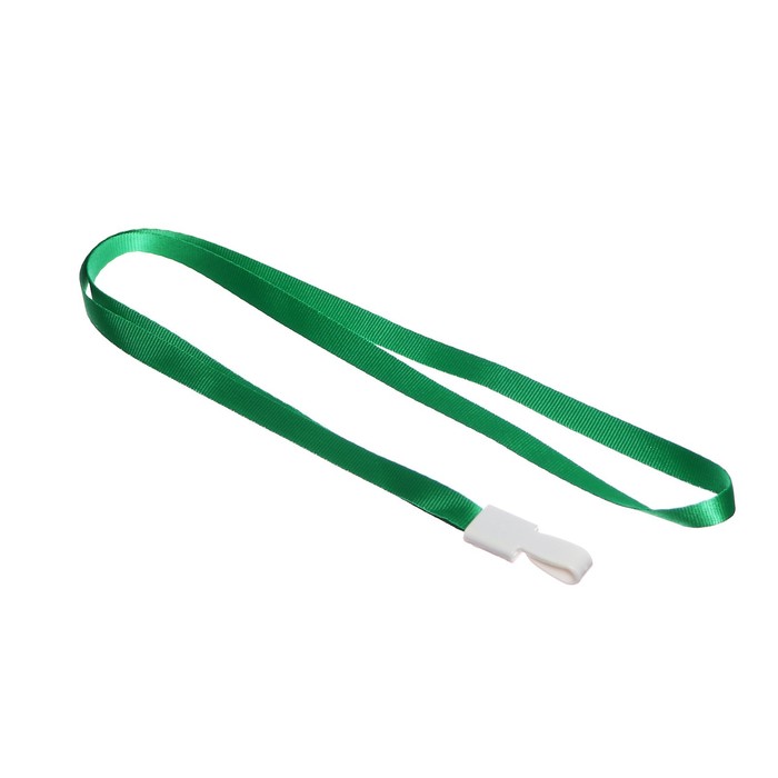 Лента для бейджа, ширина-10 мм, длина-80 см, с пластиковым держателем, зеленая 100 шт.