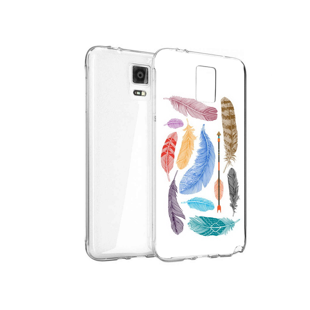 

Чехол MyPads Tocco для Samsung Galaxy Note 4 разноцветные перья, Прозрачный, Tocco