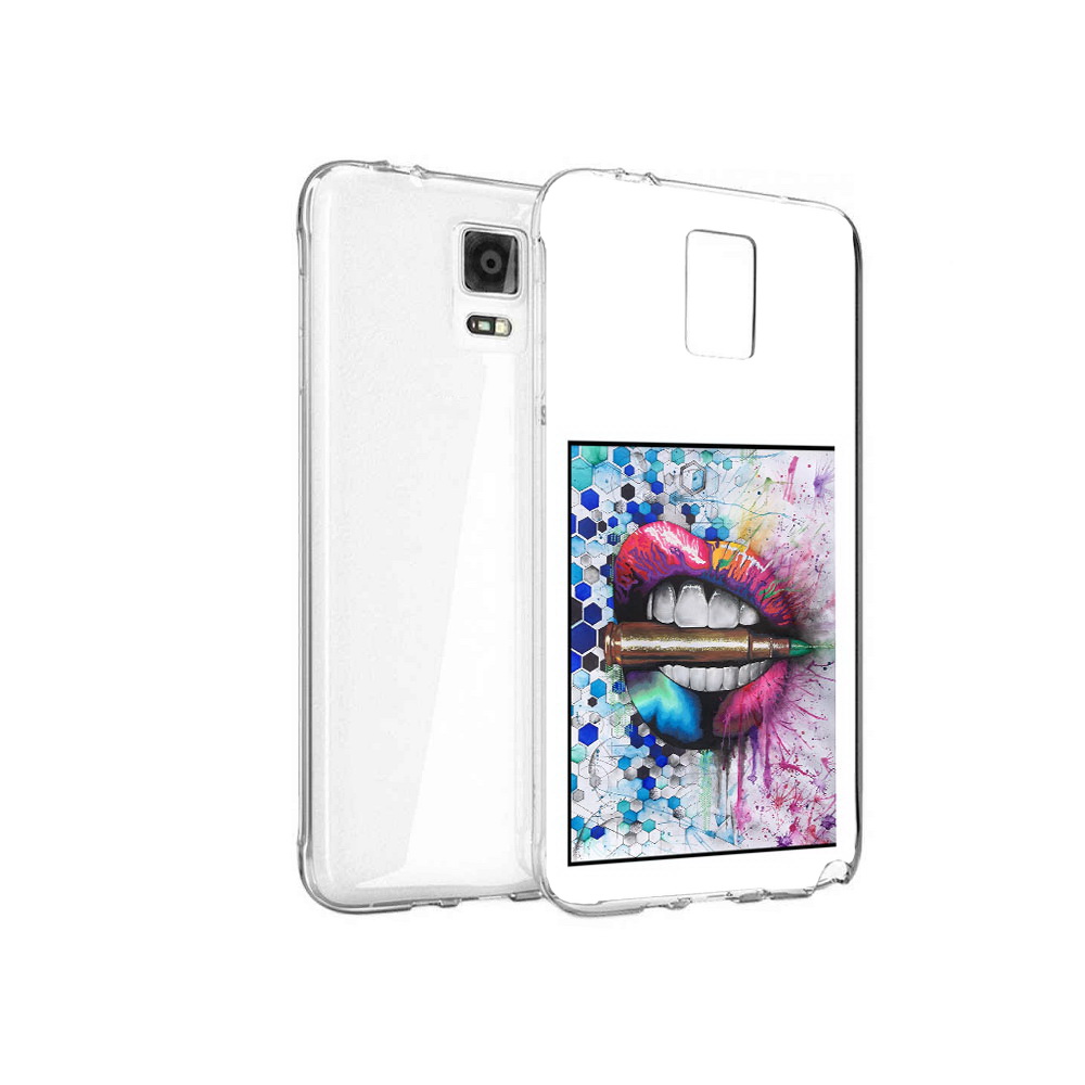 

Чехол MyPads Tocco для Samsung Galaxy Note 4 разноцветные губы с пулей, Прозрачный, Tocco
