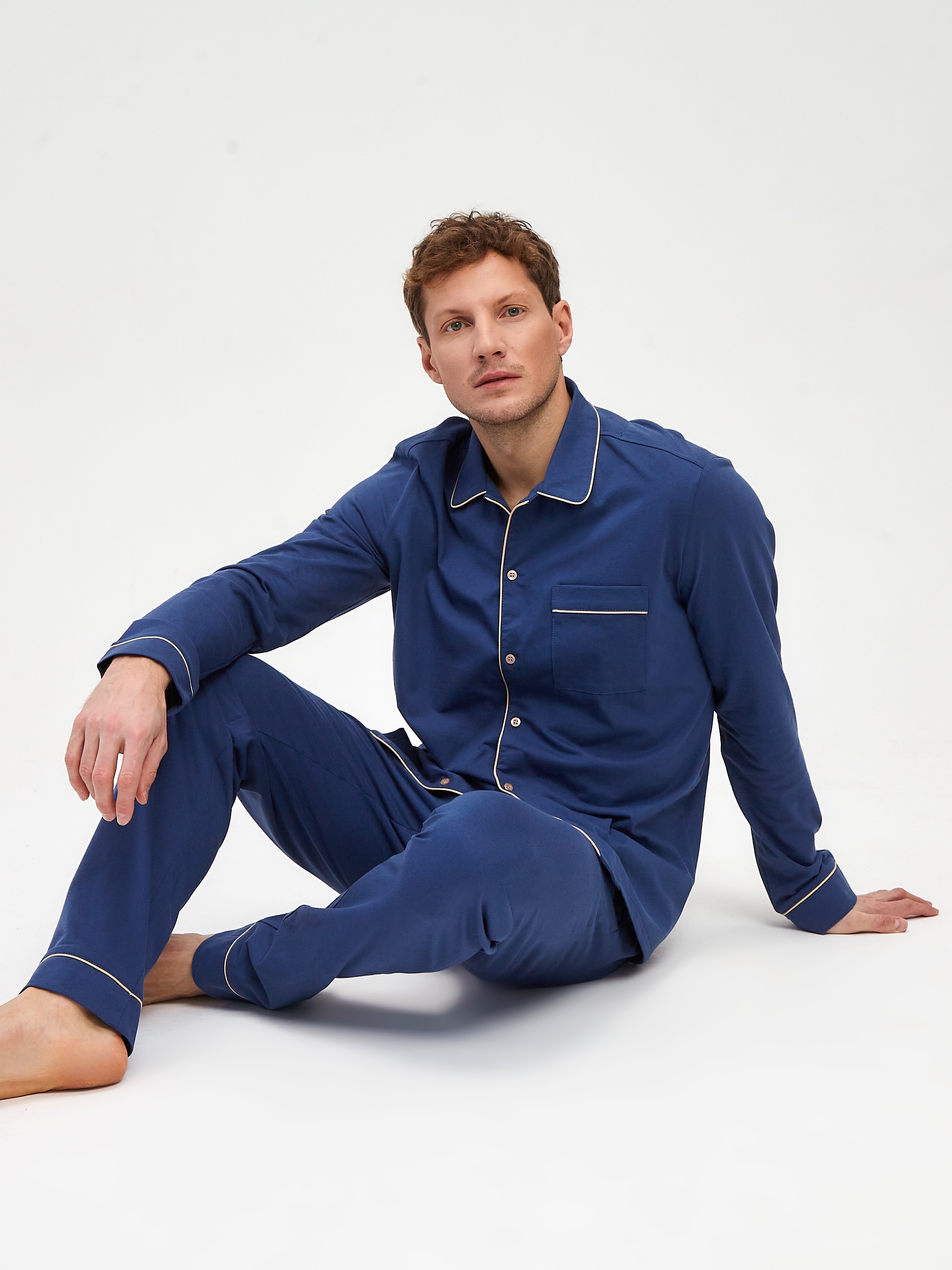 

Пижама мужская Ihomewear Классическая синяя 50/182-188, Синий, Классическая