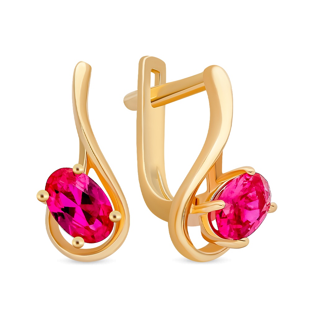 

Серьги из красного золота 585Gold 199000443, рубин искусственный, 199000443