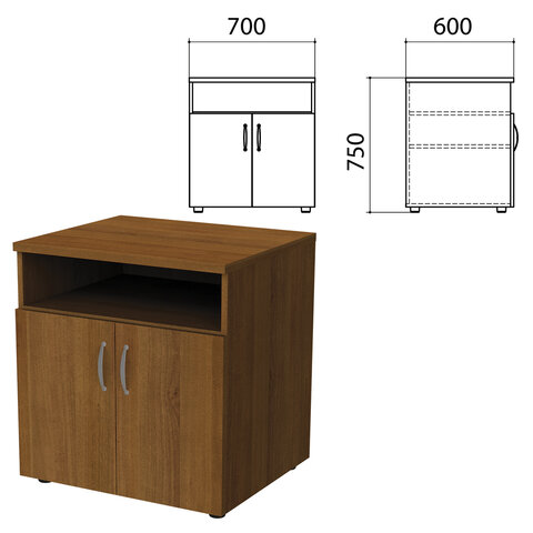 фото Тумба для оргтехники "этюд", 700х600х750 мм, 2 двери, полка, орех, 400020-190