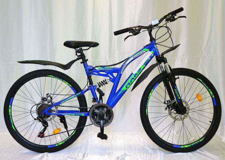 фото Велосипед 26&quot; maks runner md (двухподвес) (21-ск.) (рама 17) синий