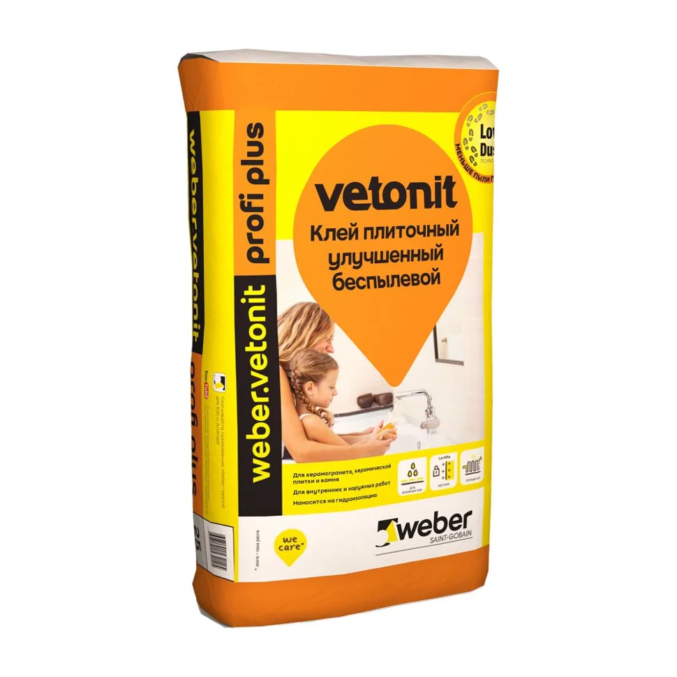 

Клей плиточный WEBER.VETONIT PROFI PLUS для керамогранита, теплого пола 25 кг