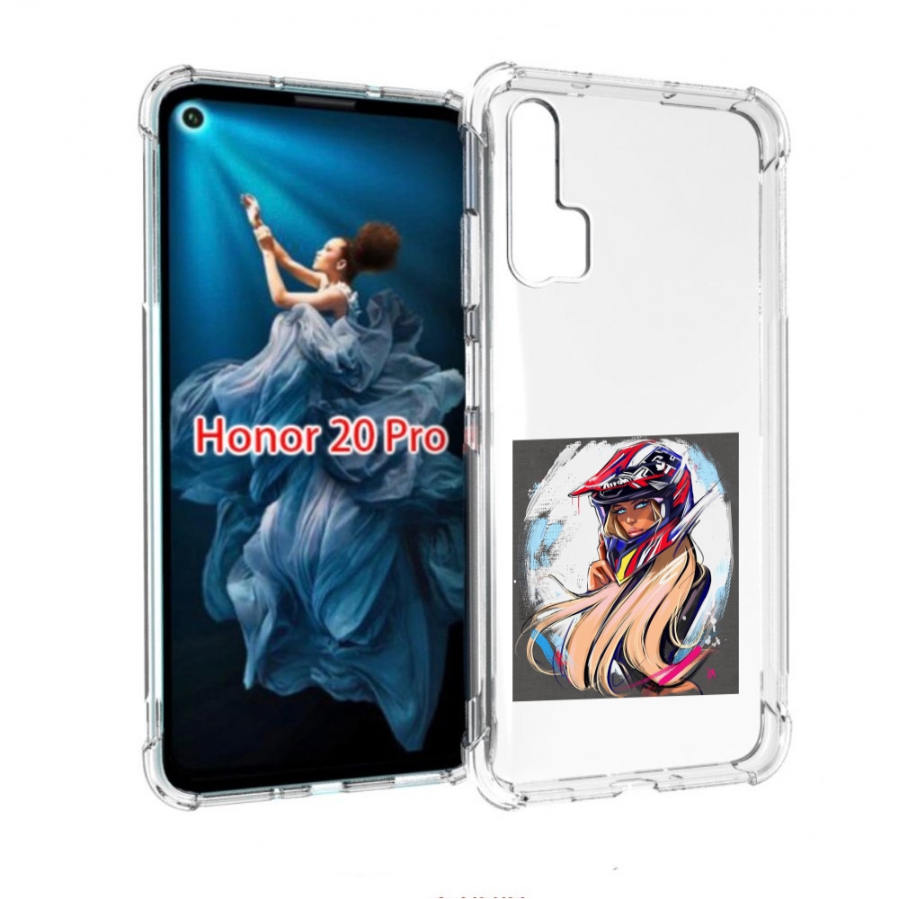 

Чехол бампер MyPads девушка-в-шлеме для Honor 20 Pro противоударный, Прозрачный, Tocco
