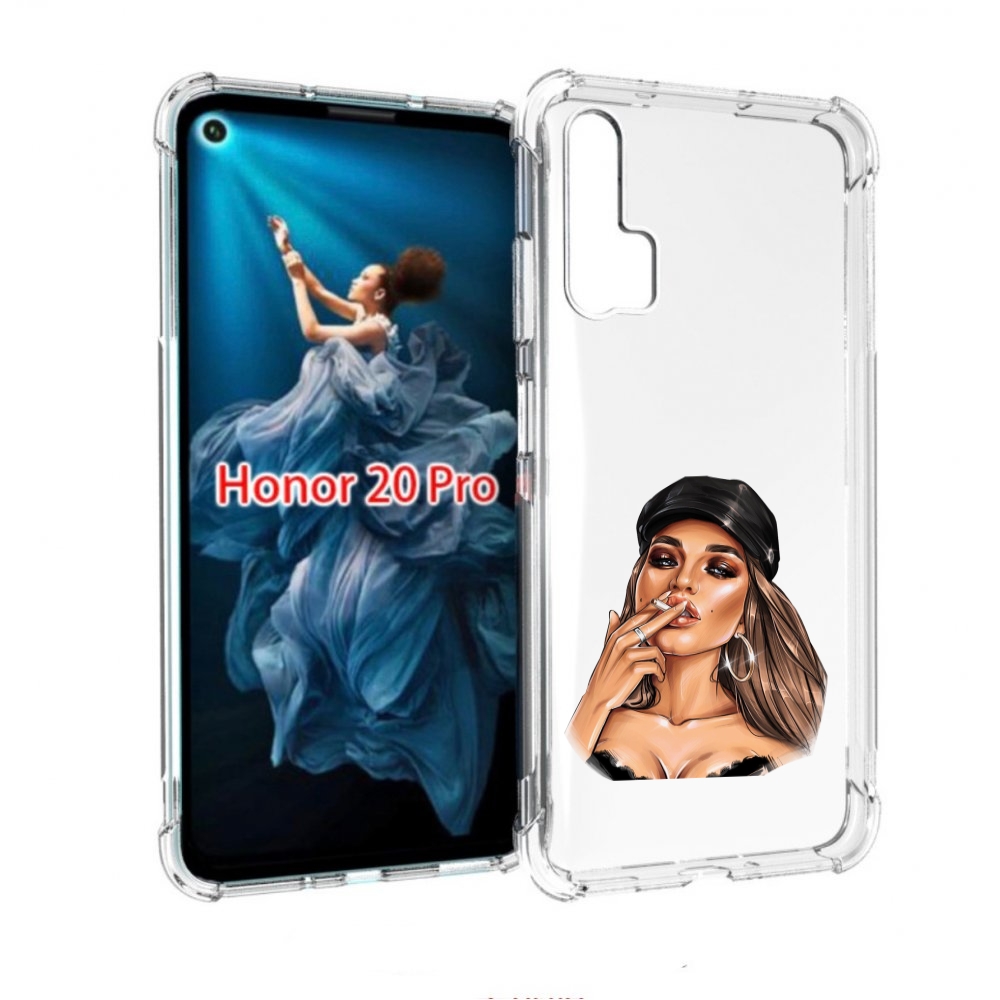 

Чехол бампер MyPads девушка-в-шапке-с-сигаретой для Honor 20 Pro, Прозрачный, Tocco