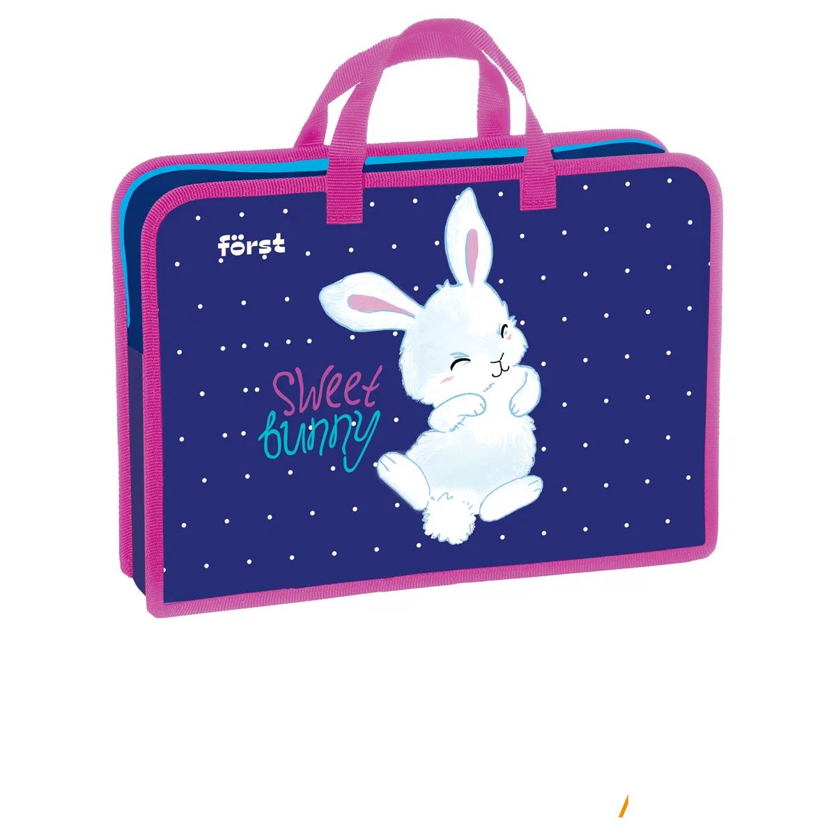 Папка с ручками 1 отделение, А4 Forst Sweet bunny, 340*245*75мм, пластик, на молнии