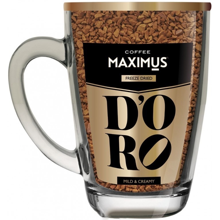 Кофе сублимированный Maximus в стеклянной кружке d`oro 70 г