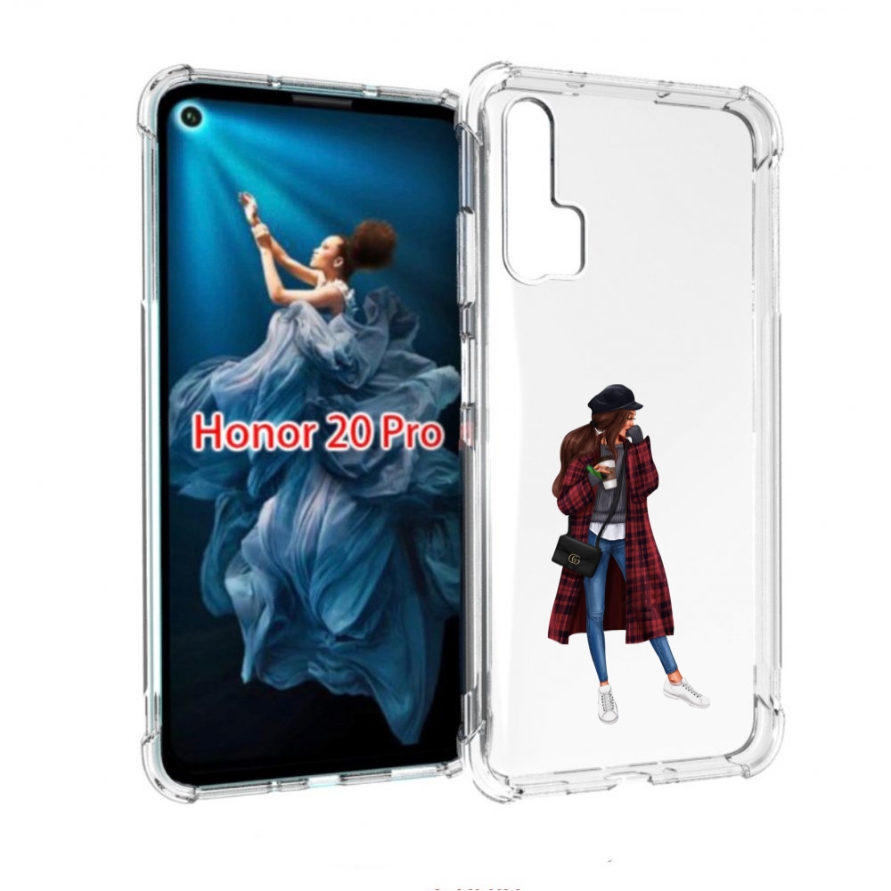 

Чехол бампер MyPads девушка-в-клетчатом-пальто для Honor 20 Pro, Прозрачный, Tocco