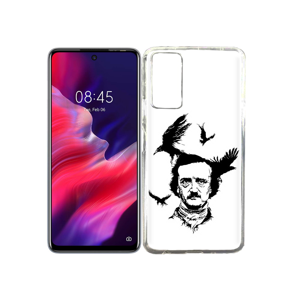 

Чехол MyPads Tocco для Tecno Pova 2 Эдгар Аллан черно белый, Прозрачный, Tocco