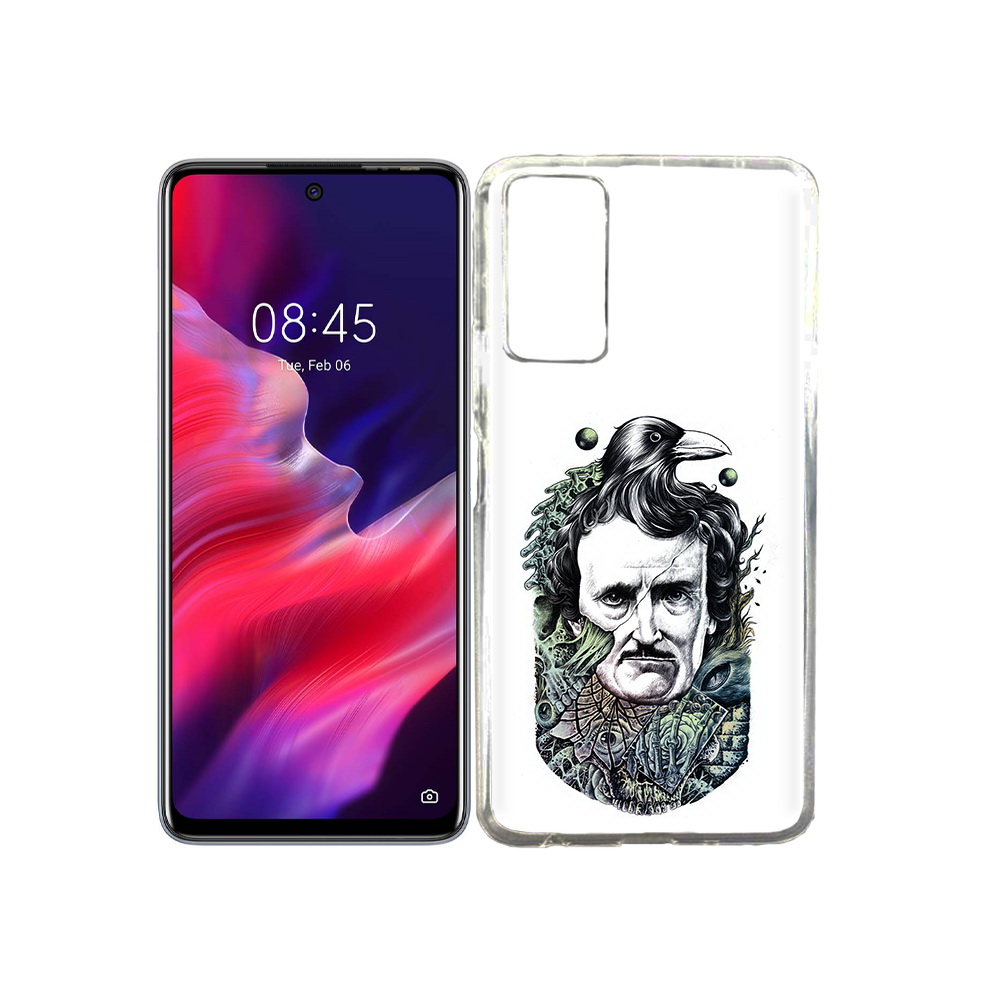 

Чехол MyPads Tocco для Tecno Pova 2 Эдгар Аллан с вороном, Прозрачный, Tocco