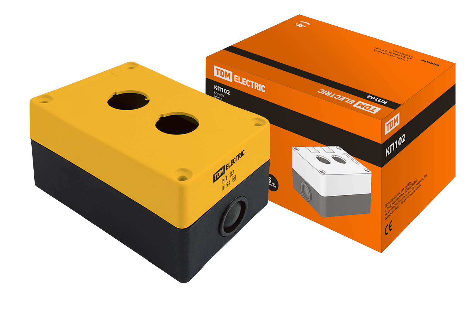 

Корпус КП102 для кнопок, 2 места, желтый, IP54 TDM SQ0705-0007