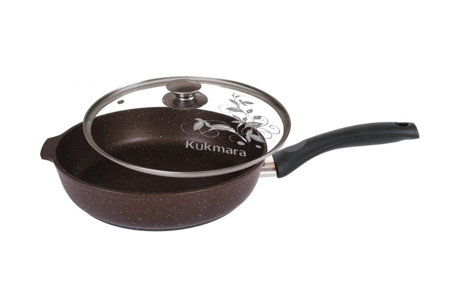 

Сковорода Kukmara 260/60мм, с ручкой, со стеклянной крышкой, АП, кофейный мрамор смк26603а