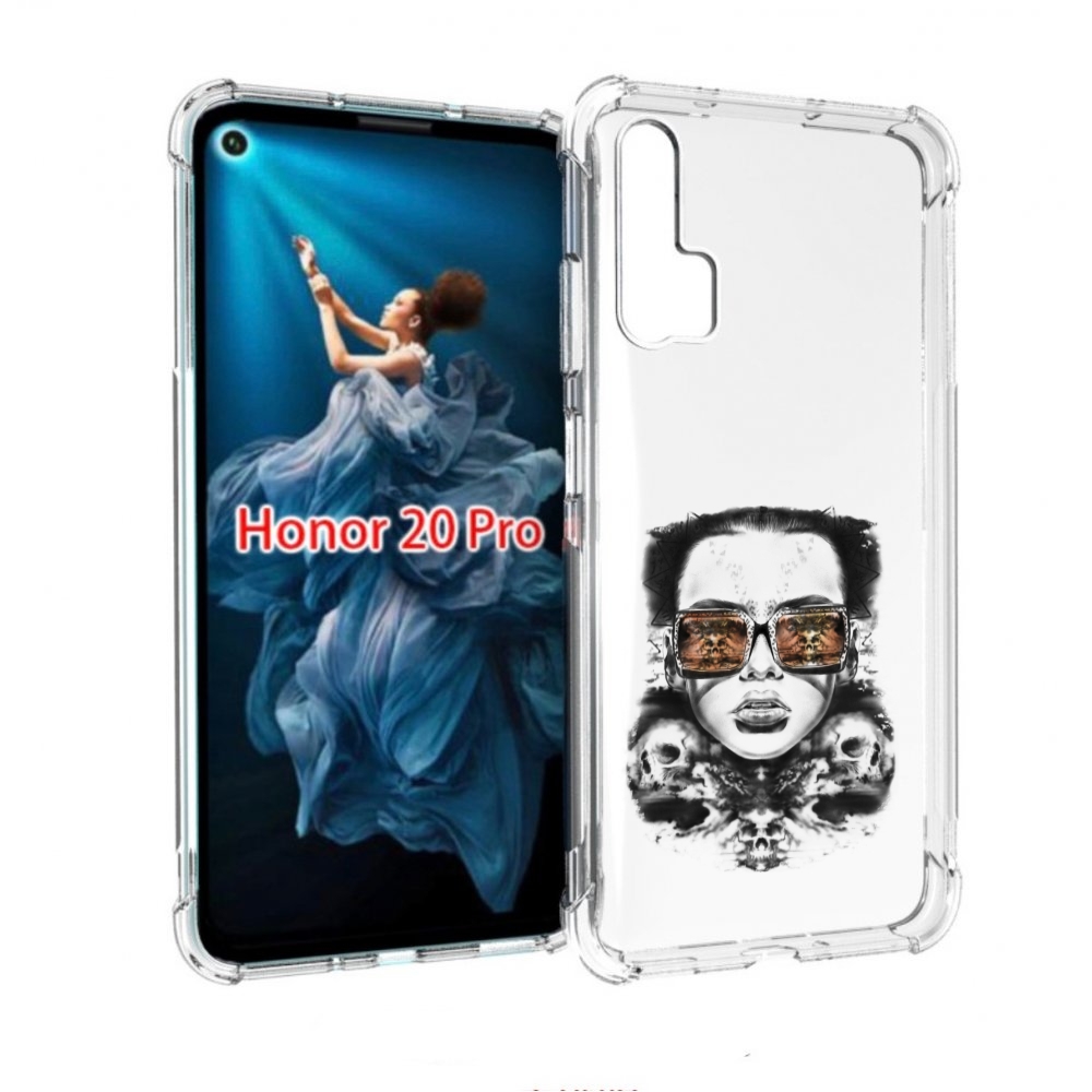 

Чехол бампер MyPads девушка с черепами в очках женский для Honor, Прозрачный, Tocco