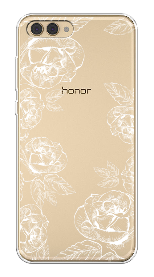 

Чехол на Honor V10 (View 10) "Розы графика", Черный;серый, 65150-2