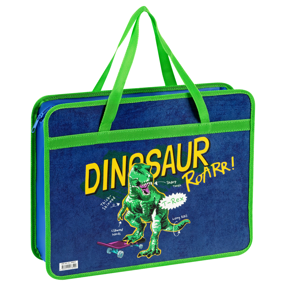 

Папка с ручками А4 ArtSpace T-Rex, пластик, на молнии, 80мм, Разноцветный