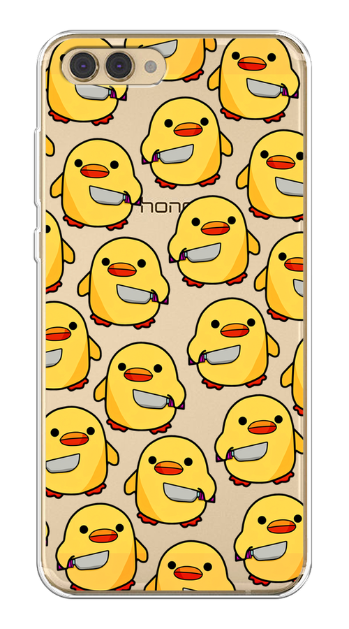

Чехол на Honor V10 (View 10) "Утка с ножом", Прозрачный;желтый;оранжевый, 65150-1