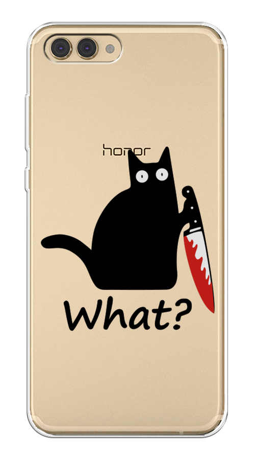

Чехол на Honor V10 (View 10) "Котик с ножом", Черный;красный, 65150-6