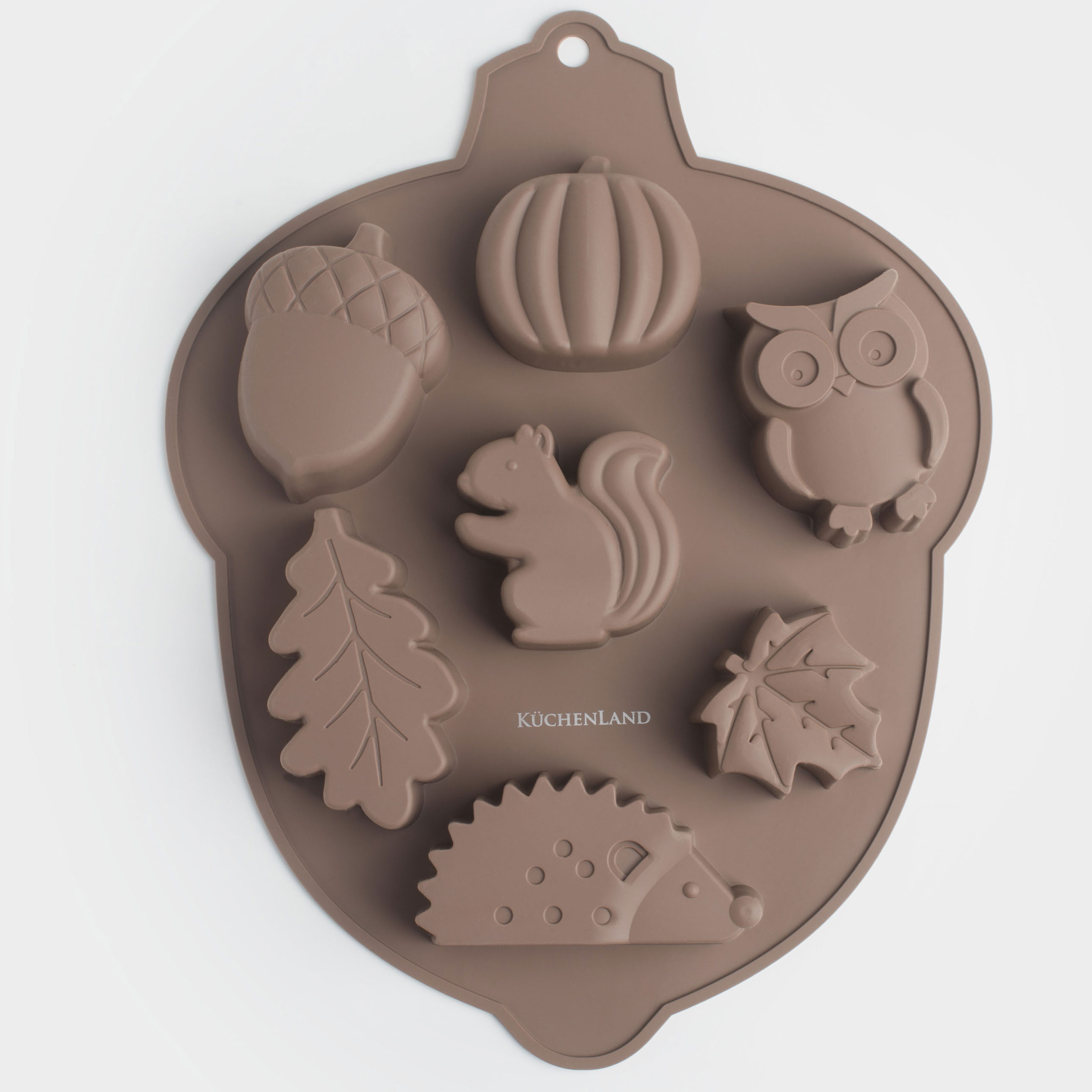

Форма для выпечки кексов, 32x25 см, 7 отд, силикон, коричневый, Желудь, Bakery