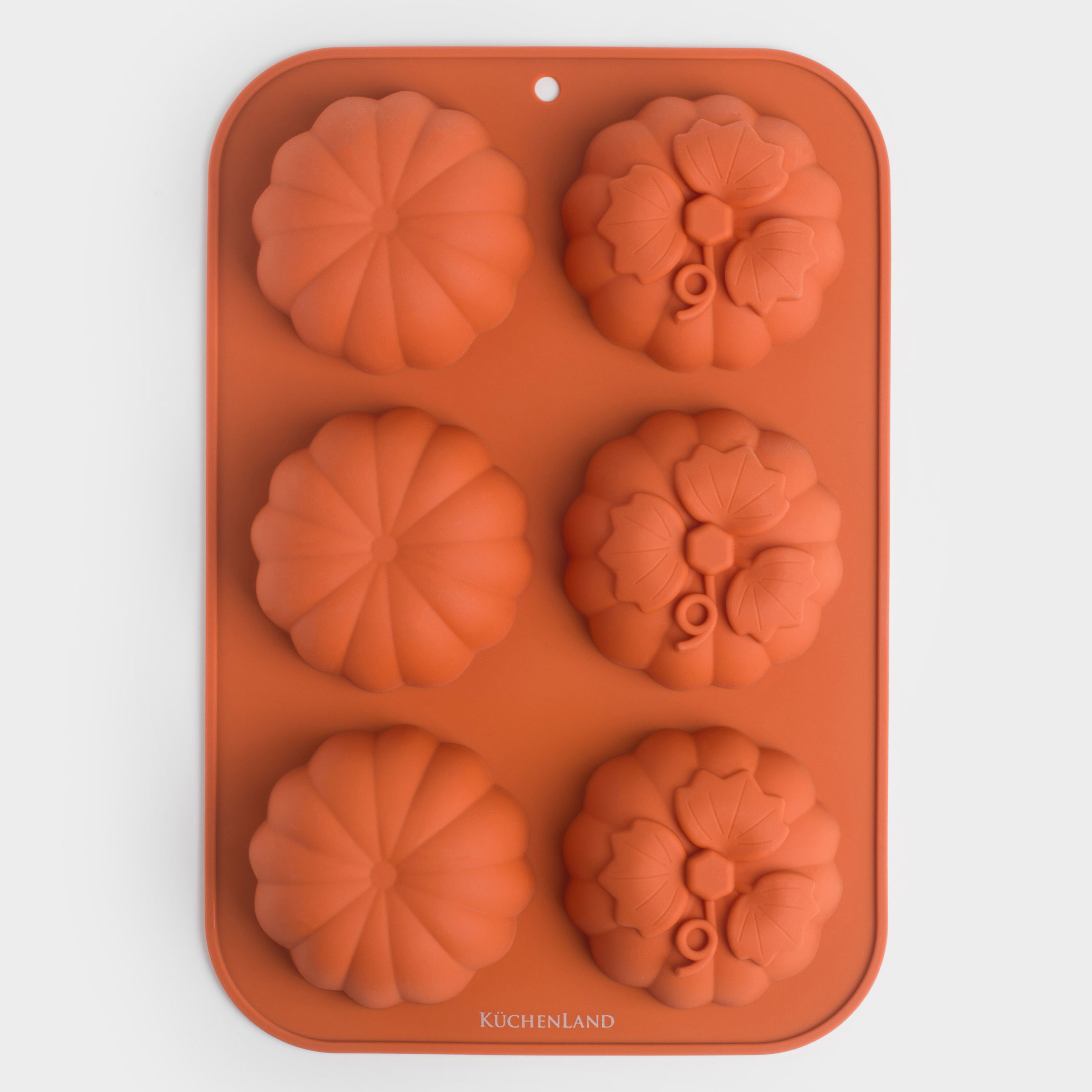 

Форма для выпечки кексов, 30x20 см, 6 отд, силикон, оранжевый, Тыквы, Bakery