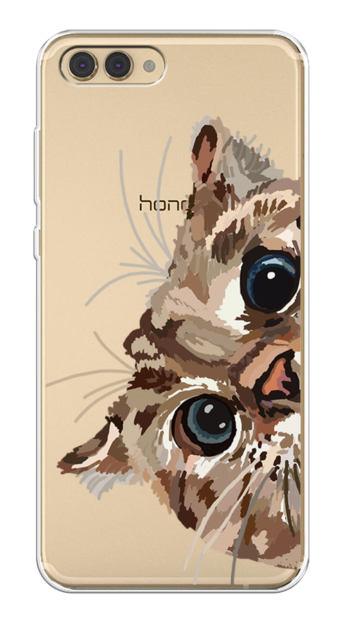 

Чехол на Honor V10 (View 10) "Любопытный кот", Коричневый;синий;черный, 65150-1