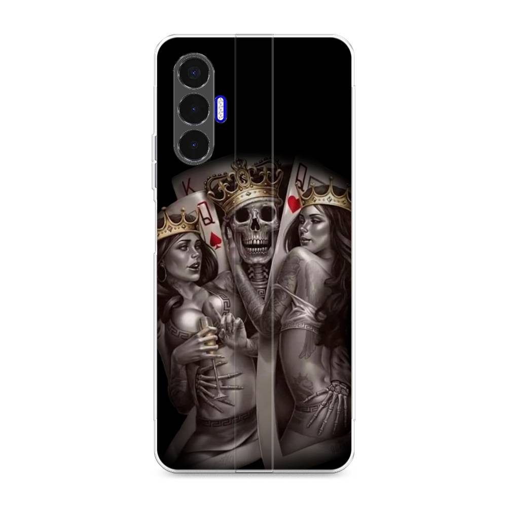 

Чехол для Tecno Pova 3 "Карты король и королевы", Серый;желтый, 301550-6