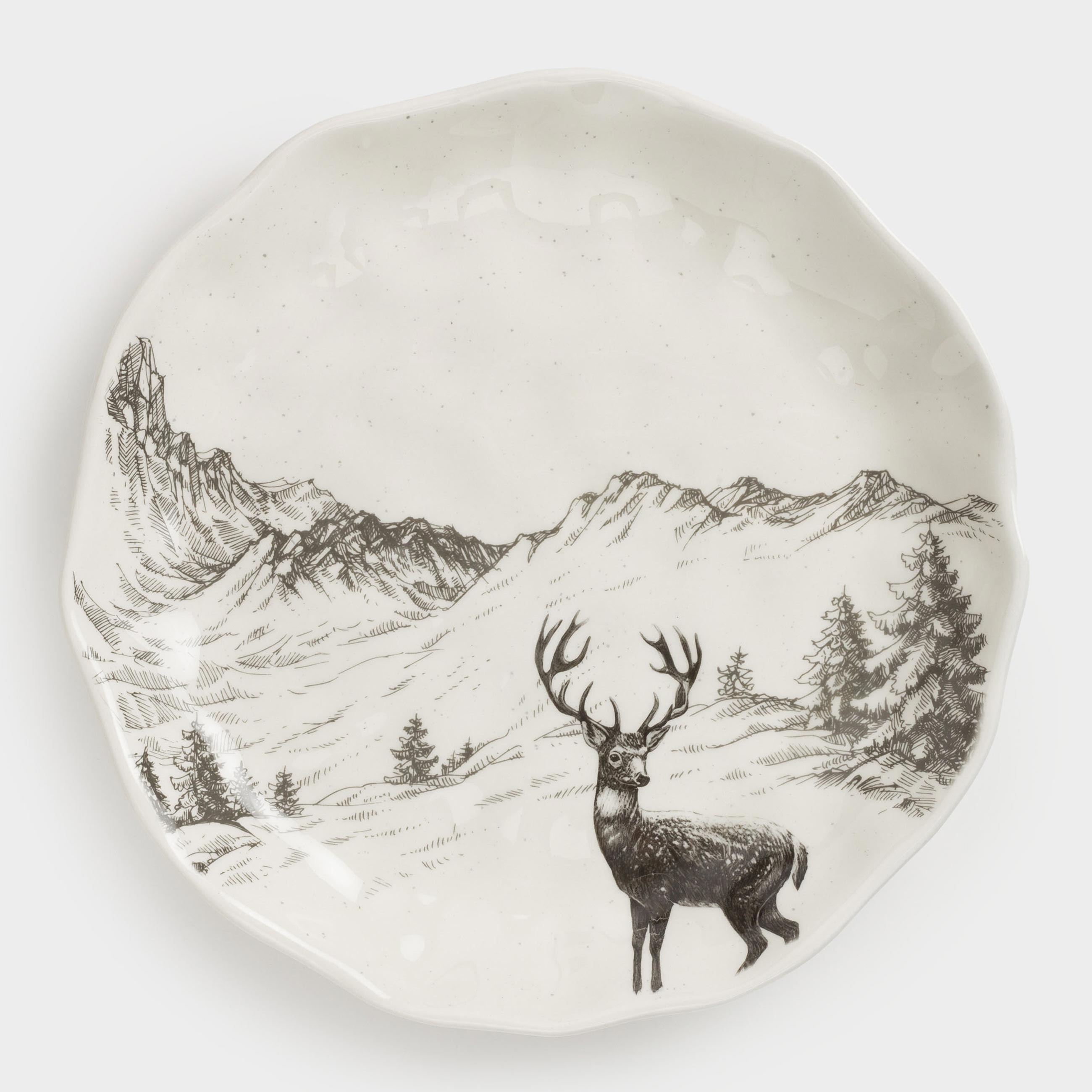 

Тарелка закусочная, 23 см, керамика, белая, Олень в горах, Silver forest