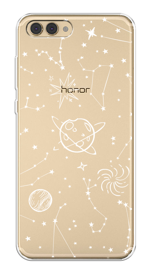 

Чехол на Honor V10 (View 10) "Планеты в космосе", Белый, 65150-2