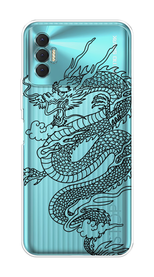 

Чехол на Tecno Spark 8P "Большой китайский дракон", Черный;серый, 301450-1