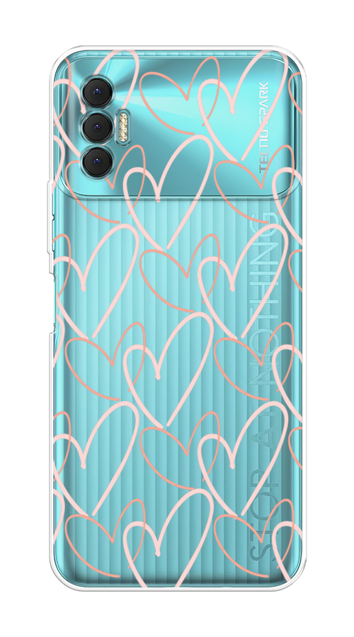 

Чехол на Tecno Spark 8P "Узор из сердечек", Розовый;бежевый, 301450-6