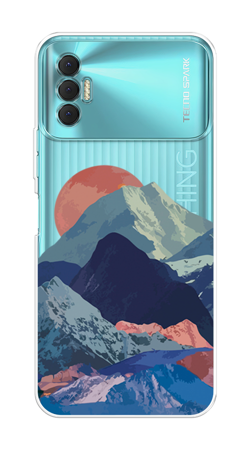 

Чехол на Tecno Spark 8P "Закат в снежных горах", Красный;серый;голубой, 301450-2