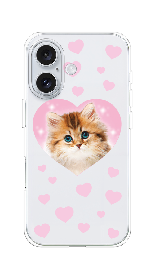 

Чехол на Apple iPhone 16 "Котенок в сердце", Розовый;оранжевый;белый;прозрачный, 16050-1