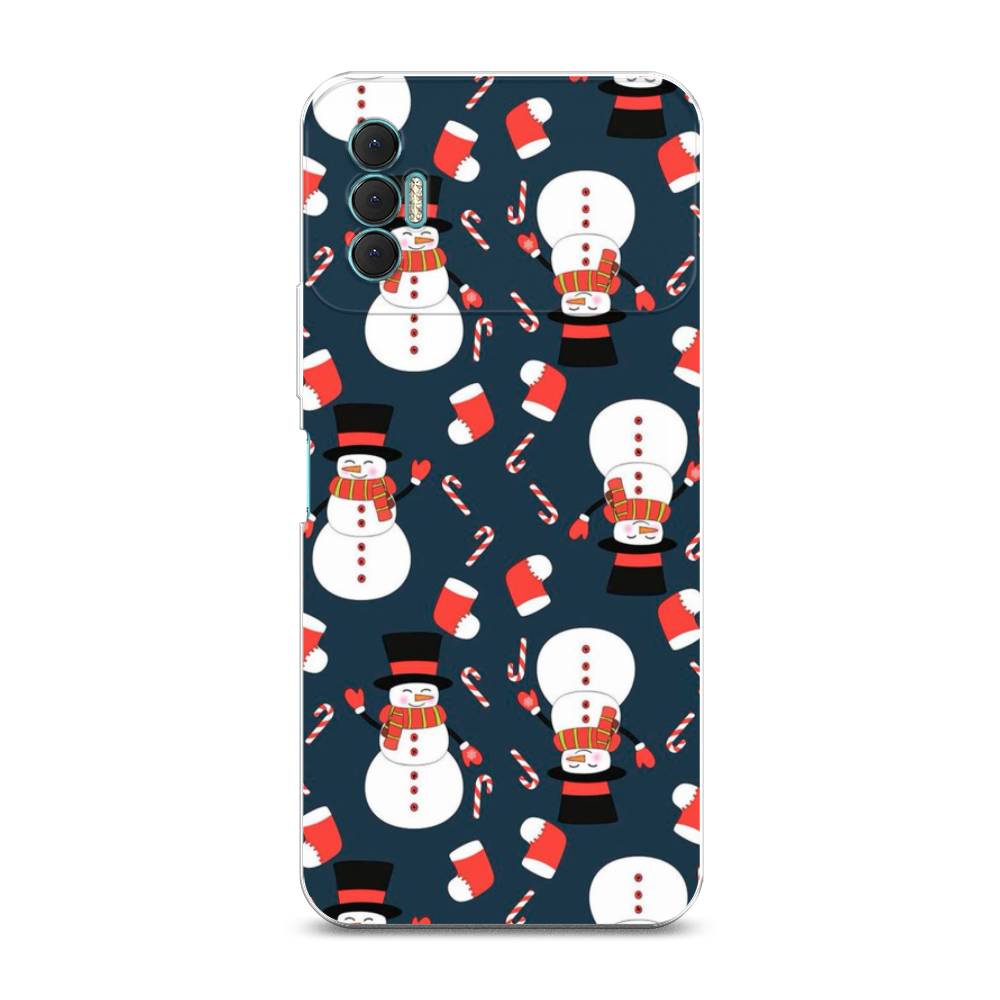 

Чехол для Tecno Spark 8P "Синие снеговики", Синий;белый;красный, 301450-5