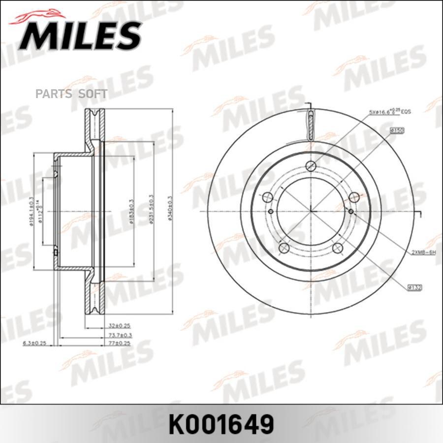 

Диск Тормозной Toyota Land Cruiser J200/Lexus Lx570 08- Передний Вент.d 340Мм. Miles K0016